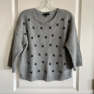 Ann Taylor oversized wool sweater with jewel flower detail